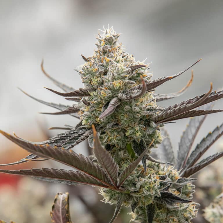 Oreoz Feminized Seeds: Genetics, Yield &Amp; Grow Guide Close-Up Of A Flowering Cannabis Plant Showcasing The Dense Bud Structure Of Oreoz Strain Feminized Seeds, Highlighting The Resinous Trichomes And Leaf Detail.
