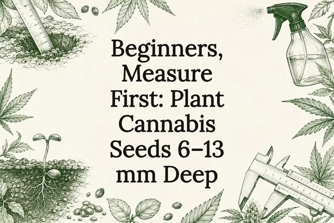 Beginners, Measure First: Plant Cannabis Seeds 6–13 Mm Deep Decorative Cannabis Planting Depth Title Card