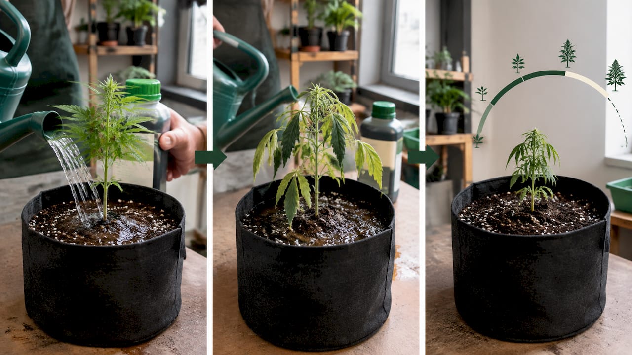Illustration Of Overwatering Stunting Autoflower Growth